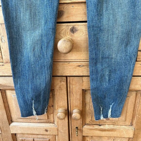 Zara Women's‎ Size 4 Basic Slightly Distressed Raw Hem Skinny Jeans Blue Denim - Picture 10 of 11